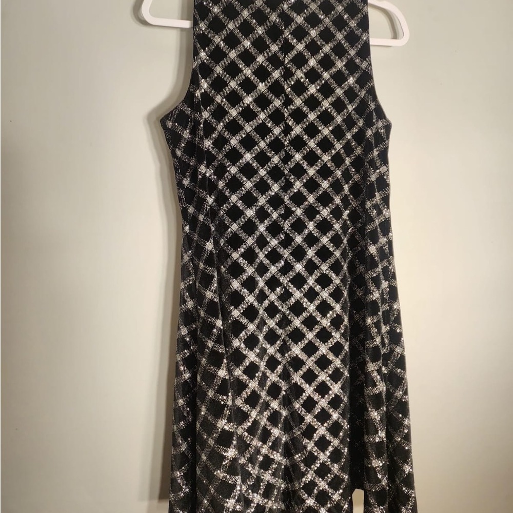 Anne Klein Black and Silver Geometric Mini Dress